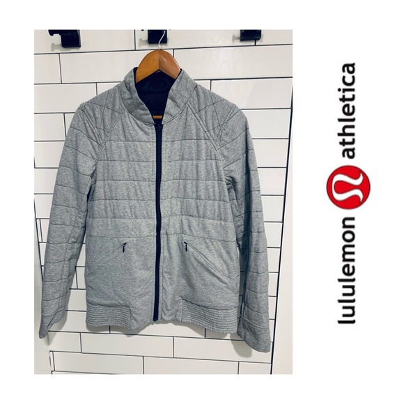 Lululemon The Bomb reversible bomber jacket black gray 6 - Picture 7 of 14